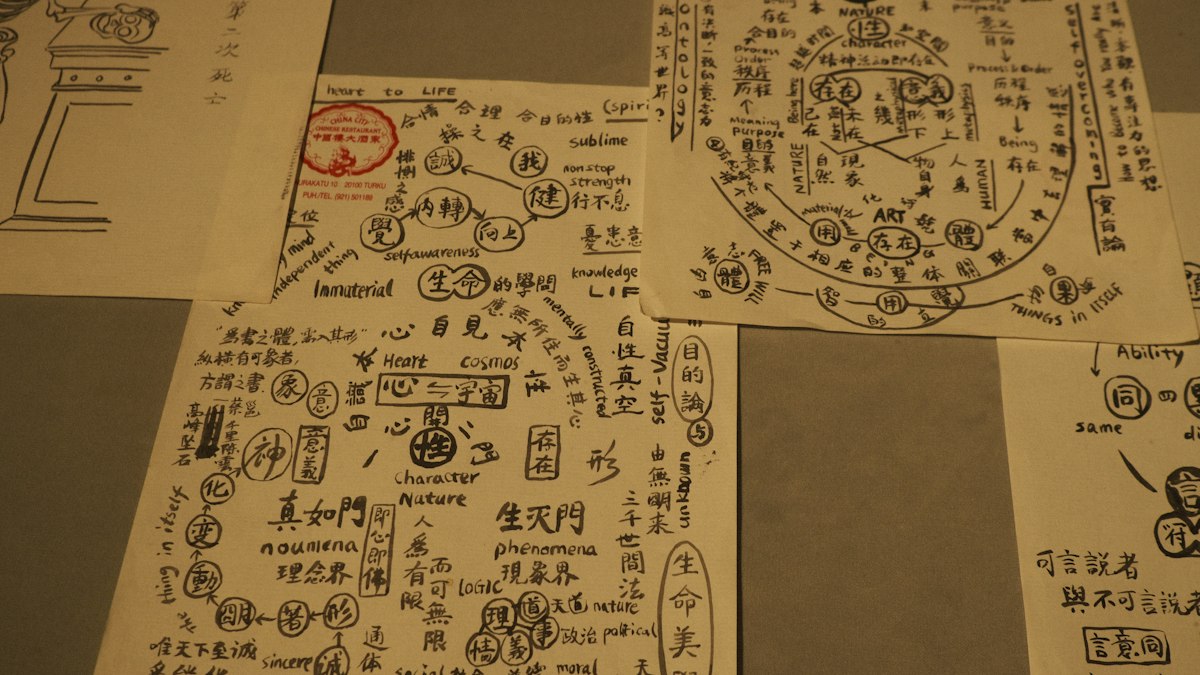 漢字と記号で描かれた手書きの図