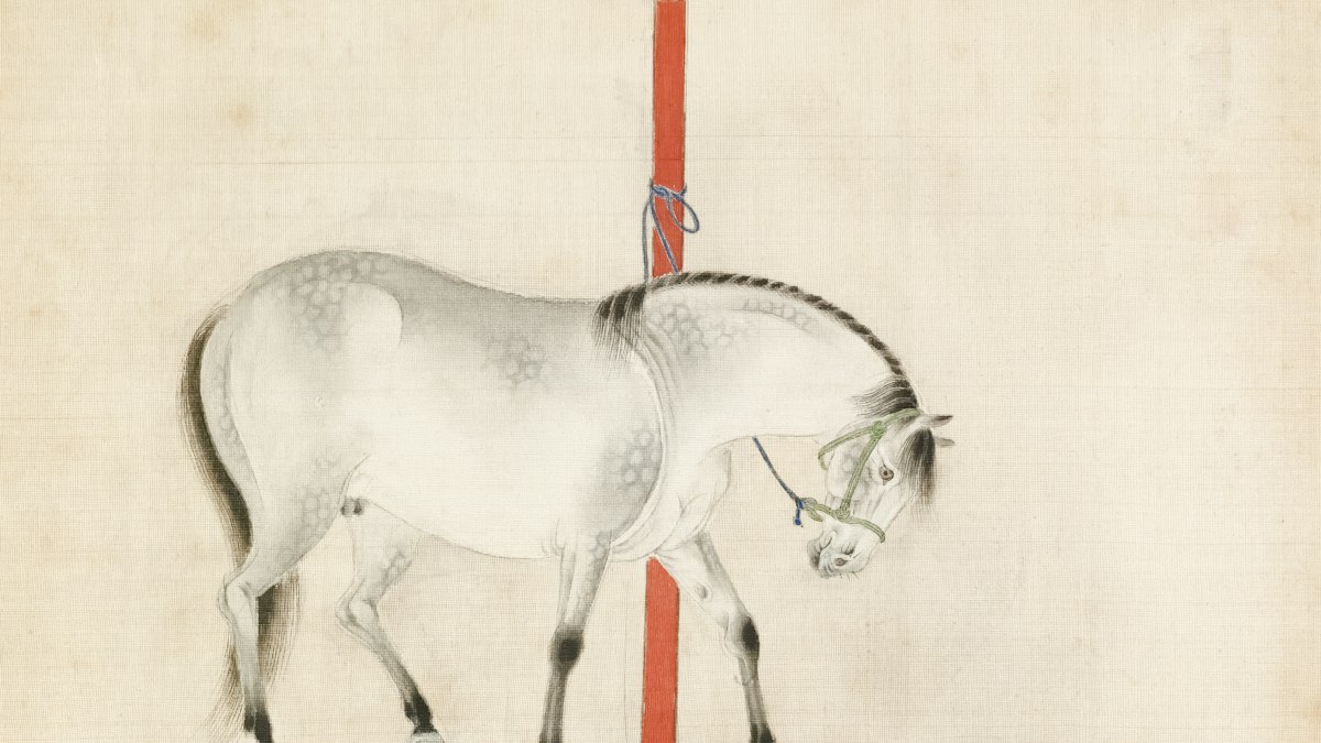 中国の古い絹本に描かれた馬の絵