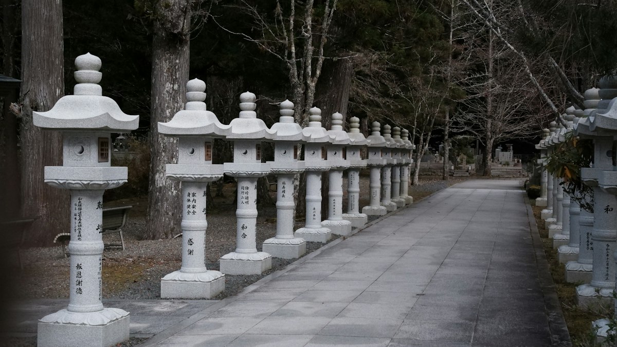 石灯籠が並ぶ参道